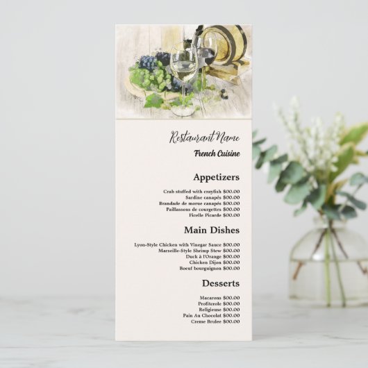 Menu Vin Classique & Raisins, Restaurant Mince (Debout devant)