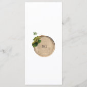 Menu Vin rustique Barrel Vignoble Mariage (Dos)