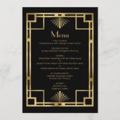 Menu Vintage 1920s Black Gold Deco Frame Wedding (Devant)