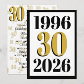 Menu Vintage 1996 Milestone 30e Anniversaire (Devant / Derrière)