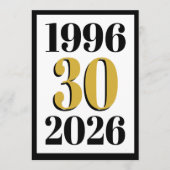 Menu Vintage 1996 Milestone 30e Anniversaire (Devant)