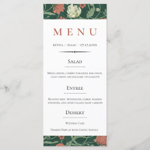 Menu Vintage Anglais Floral Mariage
