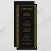 Menu vintage Art Déco Black Gold Mariage (Devant / Derrière)