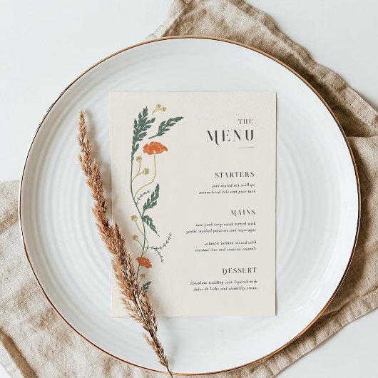 Menu vintage Art Nouveau Mariage