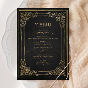 Menu vintage Black Gold Mariage
