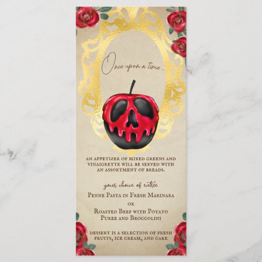 Menu Vintage Blanche neige Fairytale Poison Pomme (Devant)