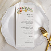Menu vintage Boho Floral Mariage