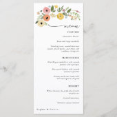 Menu vintage Boho Floral Mariage (Devant)