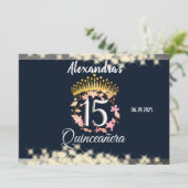 Menu Vintage Boho Navy Silver Quinceañera (espagnol) (Debout devant)