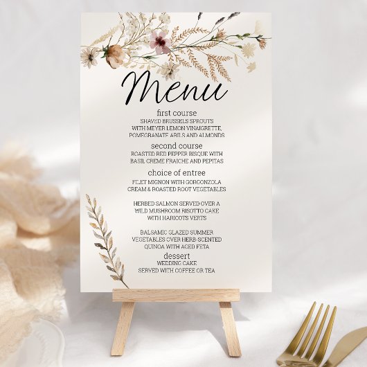 Menu Vintage Botanique Minuscule Floral Romantique Mari