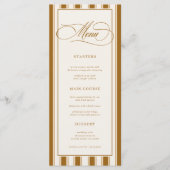 Menu Vintage Brown & Ivory Stripes Classic Wedding (Devant)