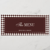 Menu Vintage Burgundy Checkered Elegant Script Wedding (Devant)