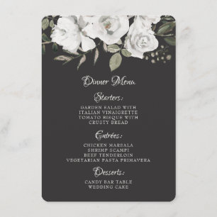 Menu Vintage Cherish White Floral & Rose Gold Dinner