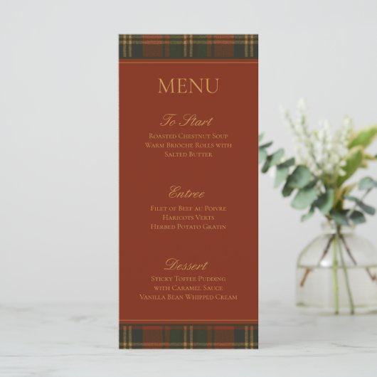 Menu Vintage Christmas Plaid Traditional Family (Debout devant)