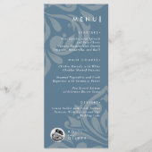 Menu Vintage Damask Turquoise Photo Mariage (Devant)