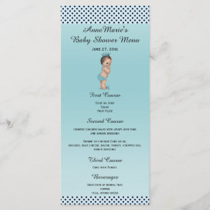 Menu vintage de baby shower de prince pois