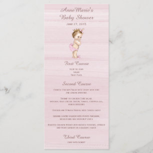 Menu vintage de princesse baby shower