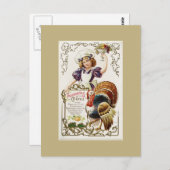 Menu vintage de Thanksgiving et carte postale de f (Devant / Derrière)