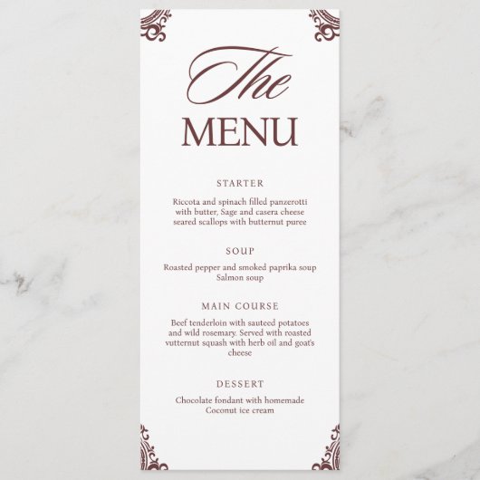Menu Vintage Elegant Handwriting Wedding Dinner  (Devant)
