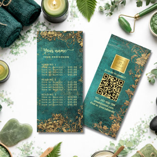 Menu Vintage emerald green gold Price List