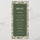 Menu Vintage Floral Botanique Vert foncé Mariage (Devant)