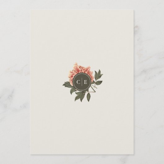 Menu vintage Floral Mariage (Dos)