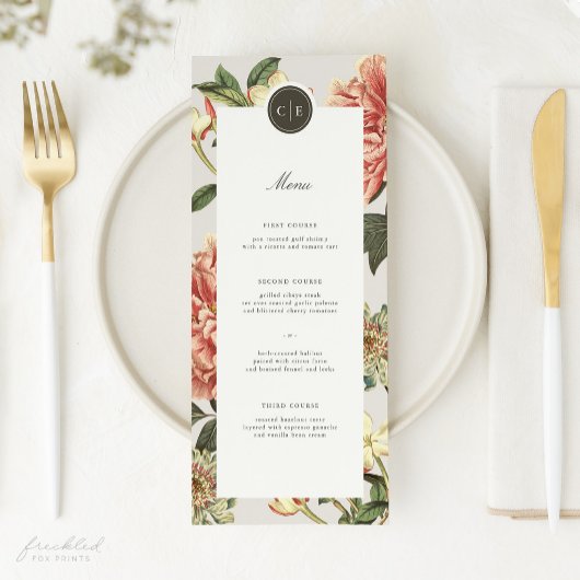 Menu vintage Floral Mariage