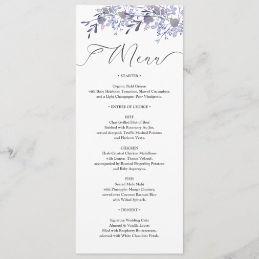 Menu vintage Floral Mariage Diner Menu (Devant)