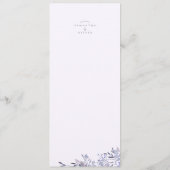 Menu vintage Floral Mariage Diner Menu (Dos)
