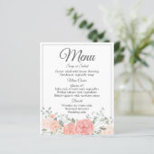 Menu vintage Floral rose Mariage Aquarelle (Debout devant)