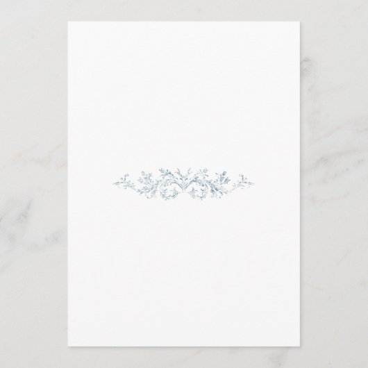Menu Vintage French Blue Wedding Frame (Dos)