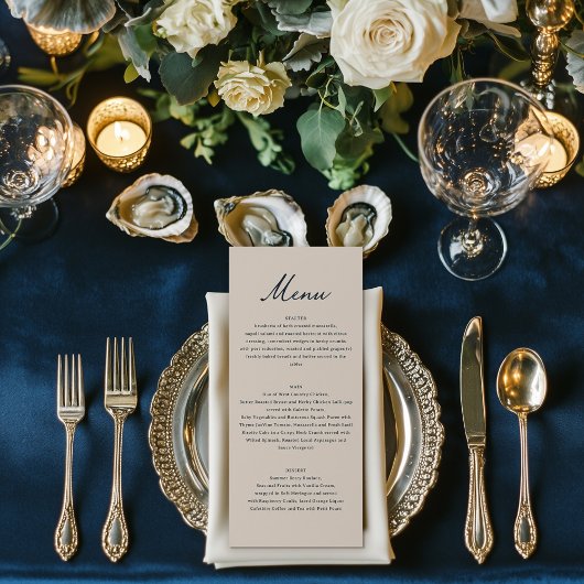 Menu Vintage French Countryside Wedding Blue Toile