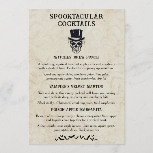Menu Vintage Halloween Spooktacular Signature Cocktail (Devant)