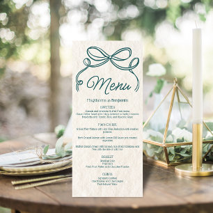 Menu Vintage main tiré Turquoise rétro ruban Bow Maria
