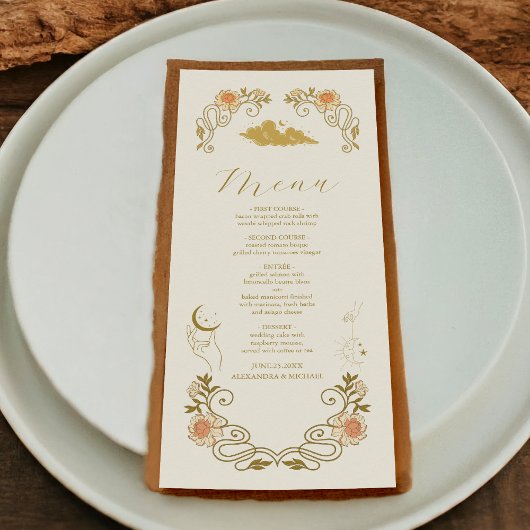 Menu Vintage Mariage botanique mystique