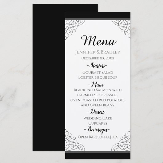 Menu Vintage Mariage  noir (Devant / Derrière)
