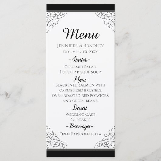 Menu Vintage Mariage  noir (Devant)