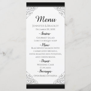 Menu Vintage Mariage noir