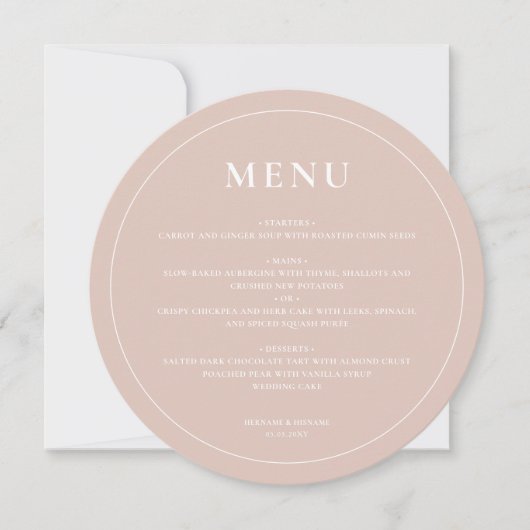 Menu Vintage Mariage rose (Devant)
