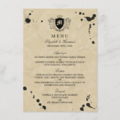 Menu vintage Monogram & Ink Stain Mariage (Devant)