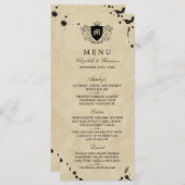 Menu vintage Monogram & Ink Stain Mariage (Devant / Derrière)