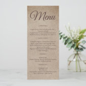 Menu Vintage papier rustique brun montagnes mariage (Debout devant)