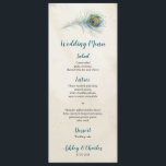 Menu Vintage Peacock Feather Elegant Boho Mariage Turqu<br><div class="desc">Menu mariage de Bohême avec plumes de paon et libellé turquoise. Parfait pour les mariages vintage et autres occasions de style boho.</div>