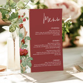 Menu Vintage Red Rose Wedding Reception Dinner Card