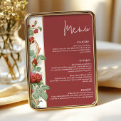 Menu Vintage Red Rose Wedding Reception Dinner Card