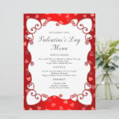 Menu Vintage Red Valentine's Day Coeurs roses frontière (Debout devant)