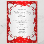 Menu Vintage Red Valentine's Day Coeurs roses frontière (Devant)