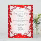 Menu Vintage Red Valentine's Day Coeurs roses frontière (Debout devant)
