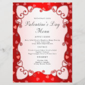 Menu Vintage Red Valentine's Day Coeurs roses frontière (Devant)