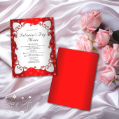 Menu Vintage Red Valentine's Day Coeurs roses frontière